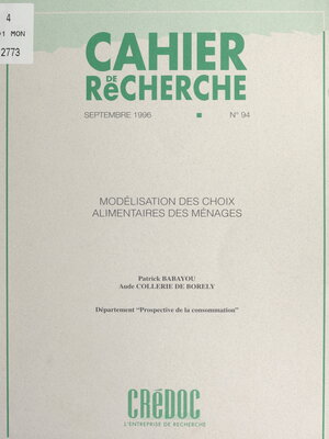 cover image of Modélisation des choix alimentaires des ménages